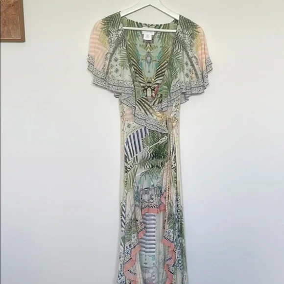 Camilla frill Sleeve long dress- Beach Shack